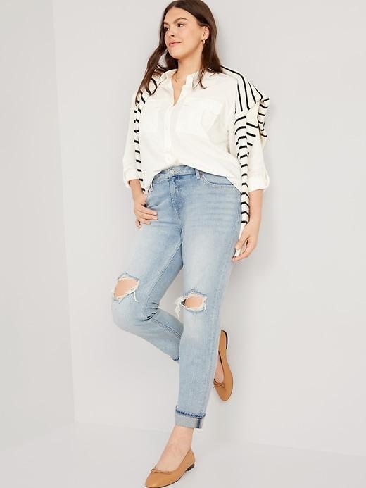 Mid-Rise Boyfriend Straight Jeans Product Image