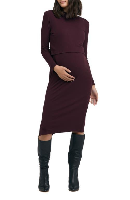 Ripe Maternity Women's Ruby Rib Nursing Dress Maroon, Small Product Image