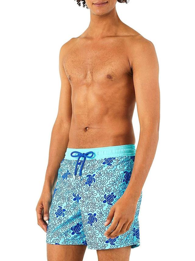 Mens Flocked Turtle Splash Print Swim Shorts Product Image