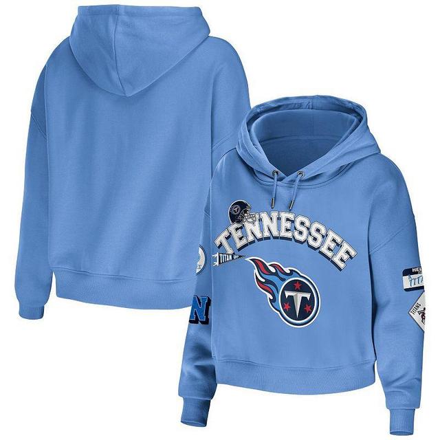 Womens WEAR by Erin Andrews Blue Tennessee Titans Plus Size Modest Cropped Pullover Hoodie Product Image