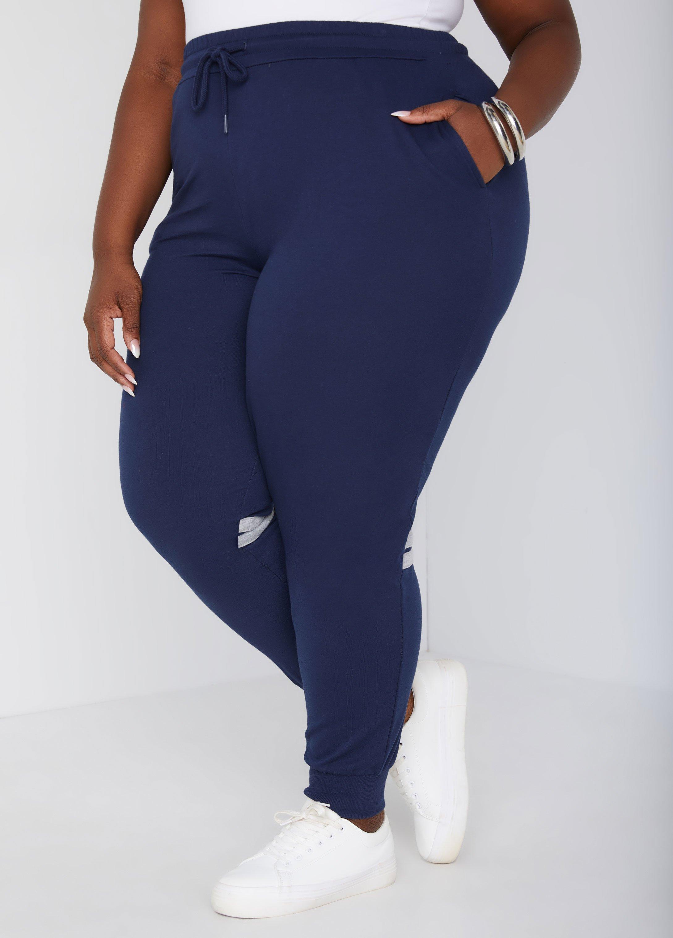 Plus Size Striped Terry Joggers Ashley Stewart Product Image