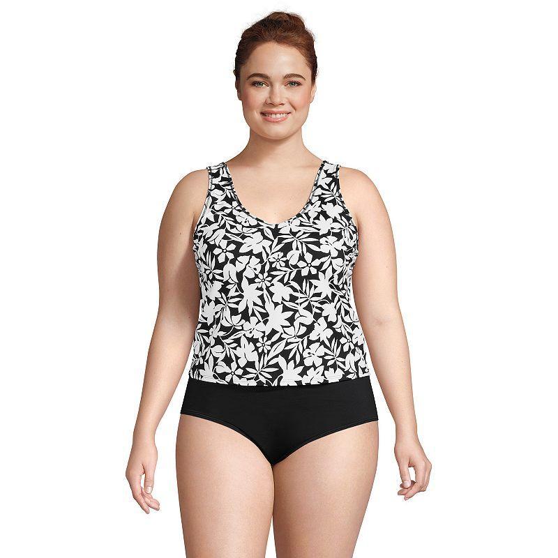 Lands End Womens V-neck One Piece Fauxkini Swimsuit Faux Tankini Top Product Image