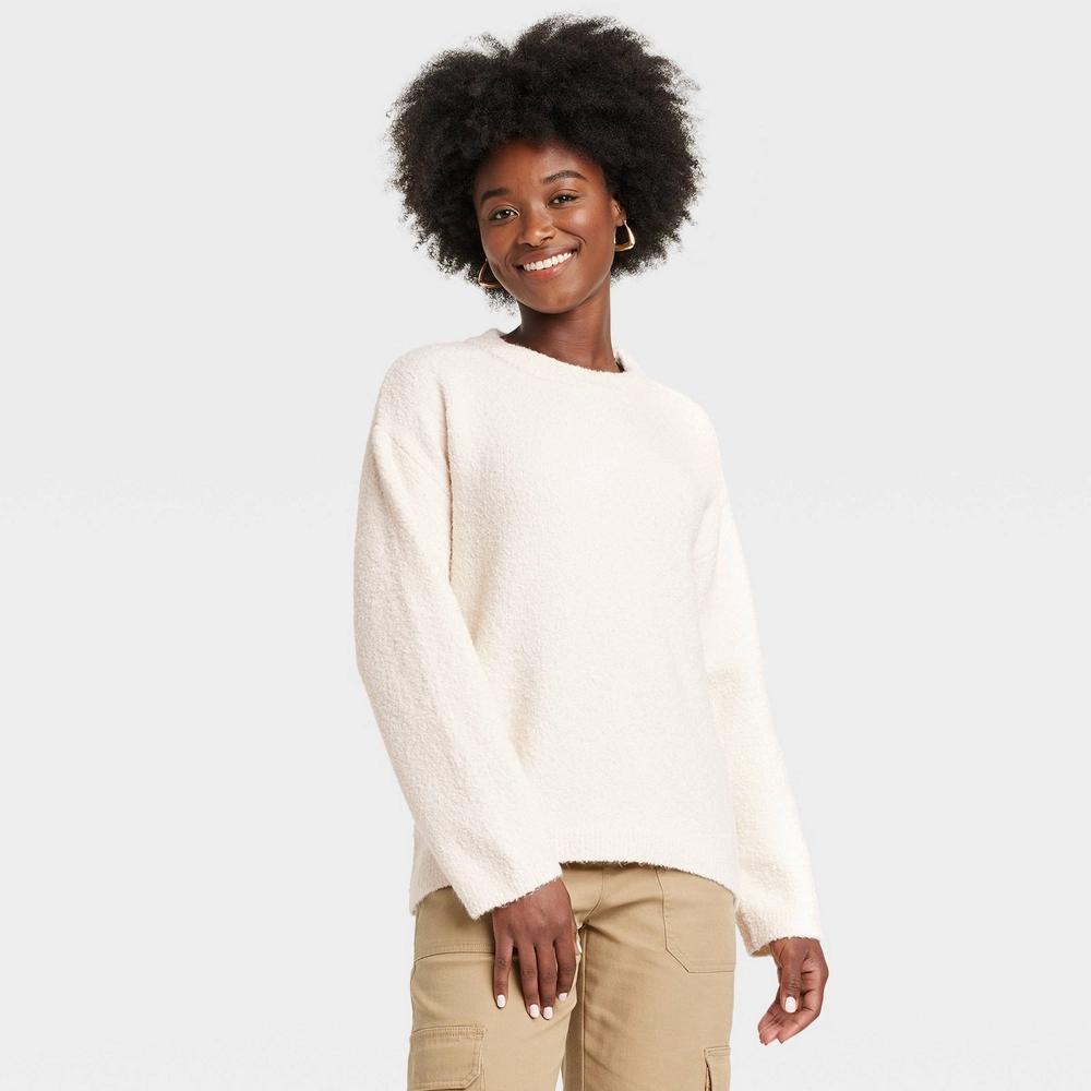 Womens Oversized Crewneck Pullover Sweater - Universal Thread Cream Product Image