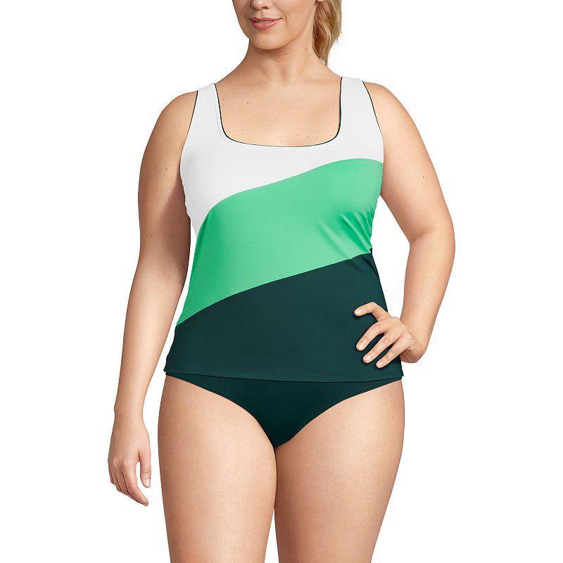 Plus Size Lands End Bust Minimizer UPF 50 Tankini Swimsuit Top, Womens Product Image