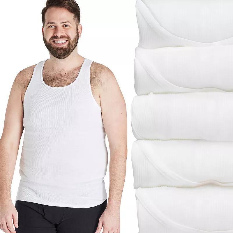 Hanes Ultimate Big Mens White Tank Top Undershirt Pack, Cotton, 5-Pack, ( & Tall Sizes) 2XB Product Image