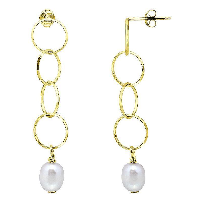 Aleure Precioso Sterling Silver Freshwater Cultured Pearl Multi Circle Linear Drop Earrings, Womens, Gold Product Image