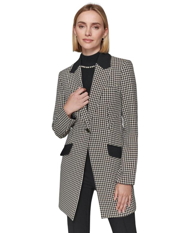 Karl Lagerfeld Paris Womens Checkered One-Button Blazer - Blk Product Image