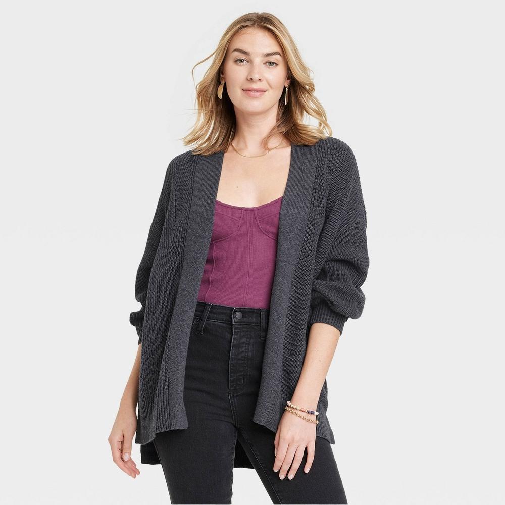 Womens Open-Front Cardigan - Universal Thread Dark Gray L Product Image