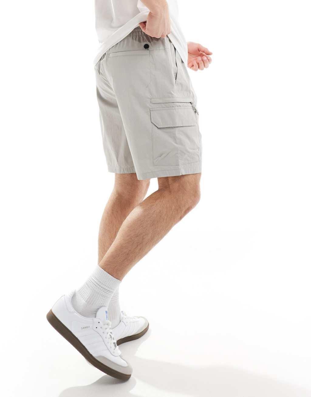 River Island cargo shorts in light stone Product Image