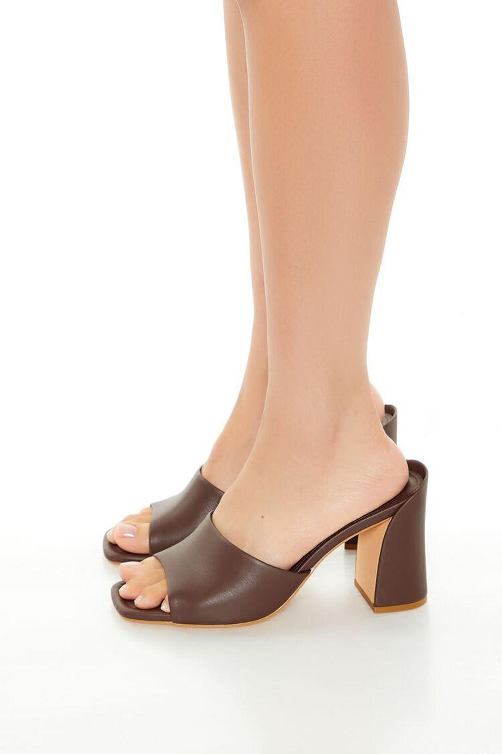 Faux Leather Open-Toe Block Heels | Forever 21 Product Image