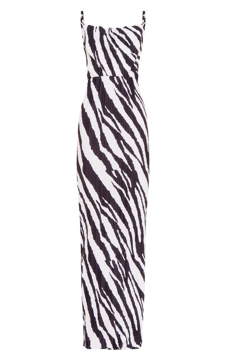 Tall Zebra Print Plisse Strappy Maxi Dress Product Image