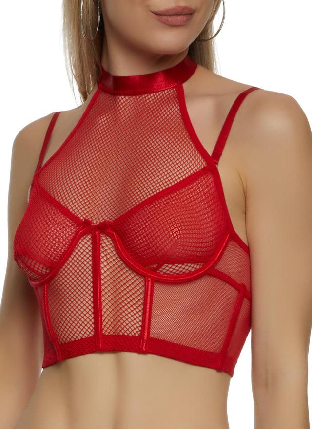 Womens Fishnet Halter Bustier Top Product Image