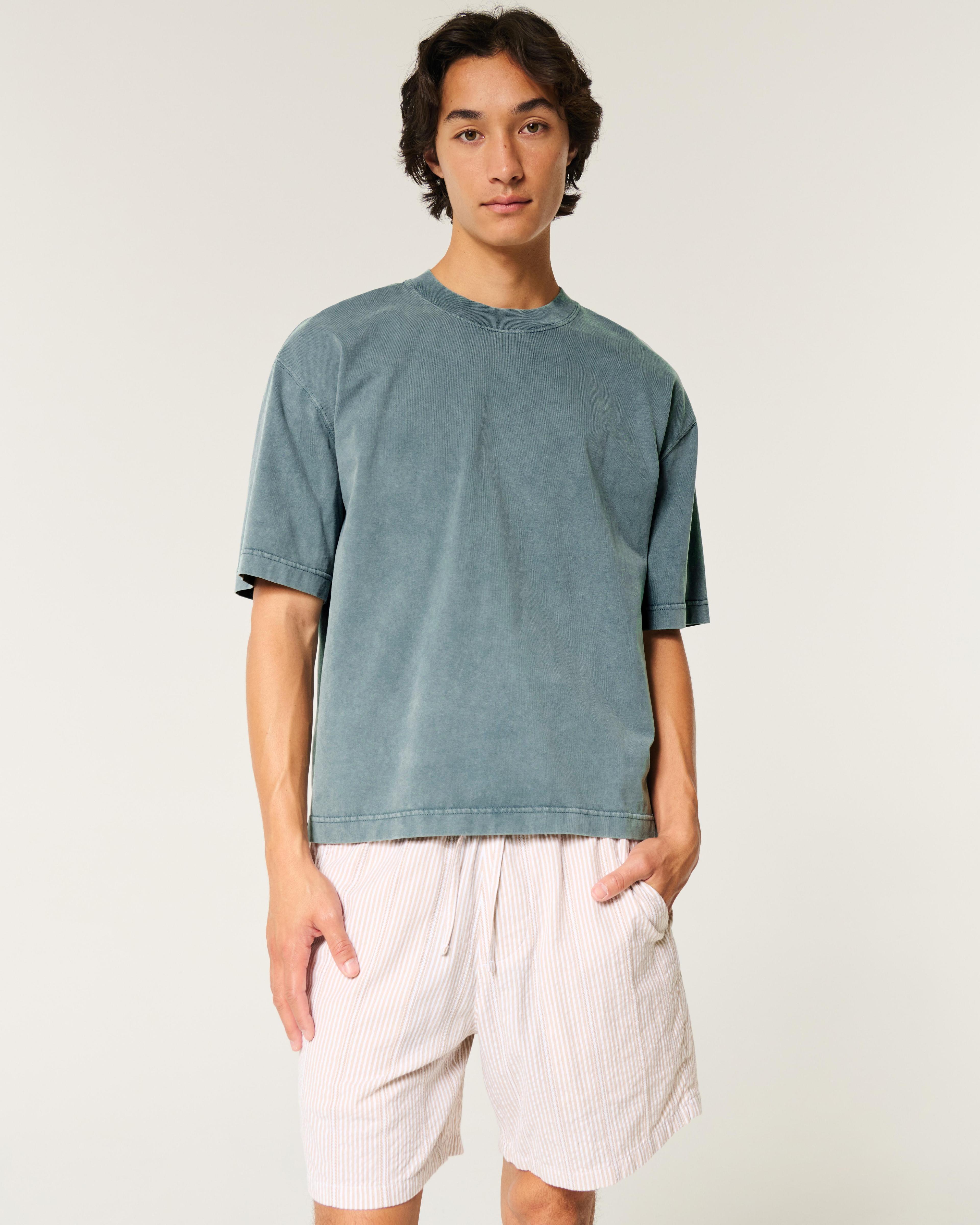 Boxy Heavyweight Washed Crop Crew T-Shirt Product Image