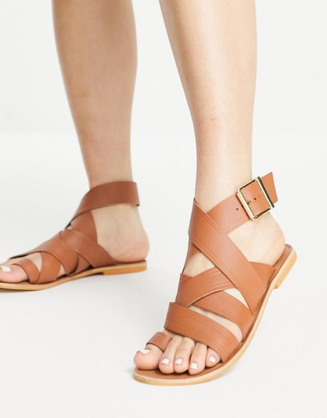 ASOS DESIGN Fudge leather flat sandals Product Image