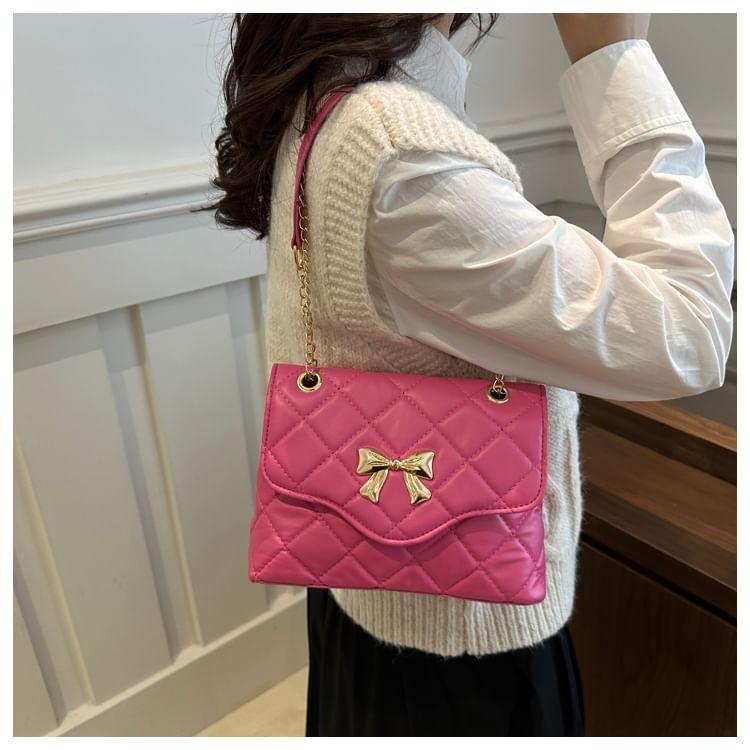 Chain Accent Bow Accent Quilted Flap Crossbody Bag Product Image