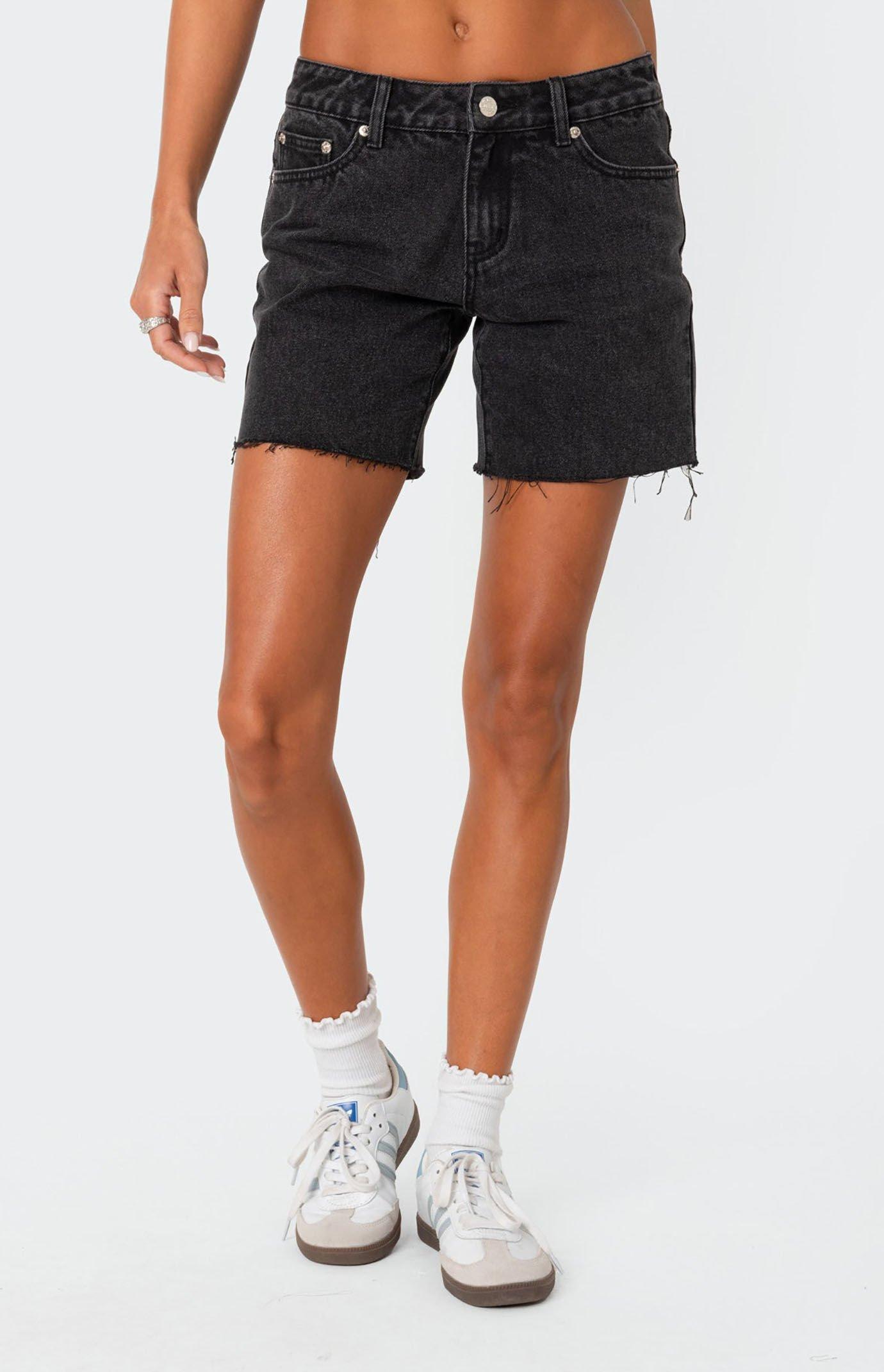 Edikted Women's Tomboy Low Rise Denim Shorts Product Image