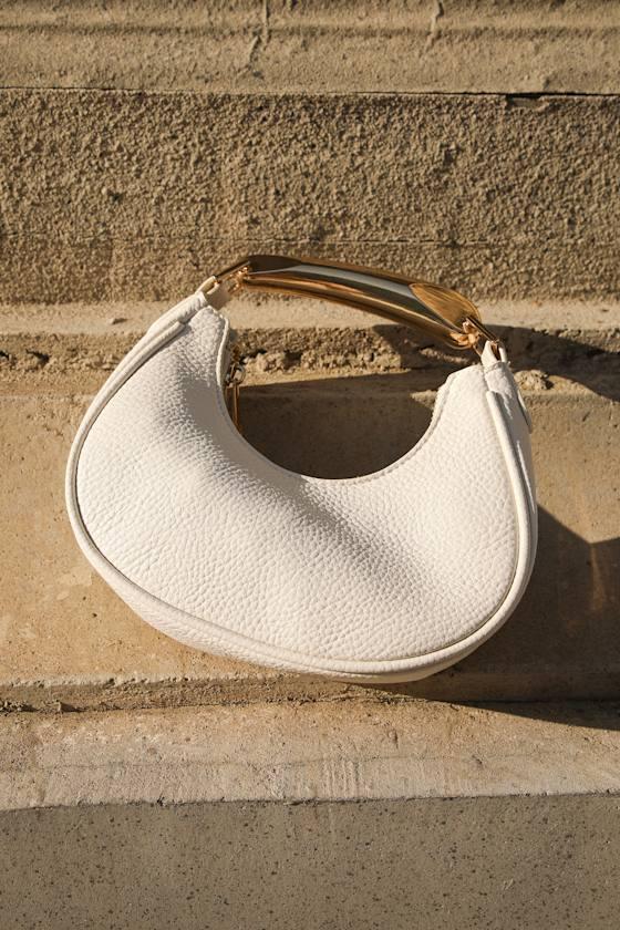 Iconic Effect White and Gold Crescent Metal Handbag Product Image