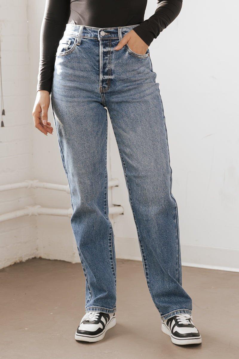 Medium Wash Super High Rise Dad Jeans product image