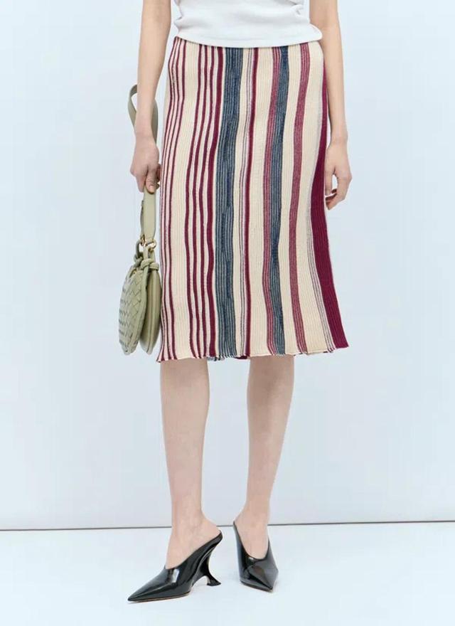 Women Stripe Knit Midi Skirt In Multicolor Product Image