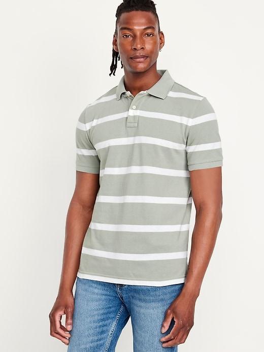 Classic Fit Striped Pique Polo Product Image