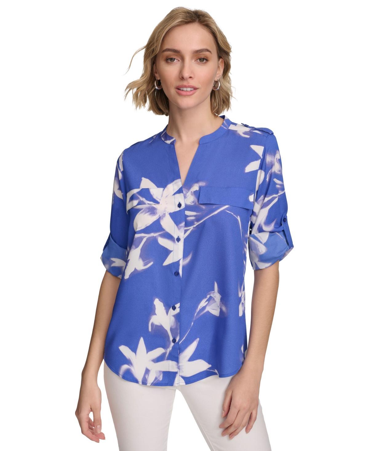 Women's Printed Split-Neck Utility Top Product Image