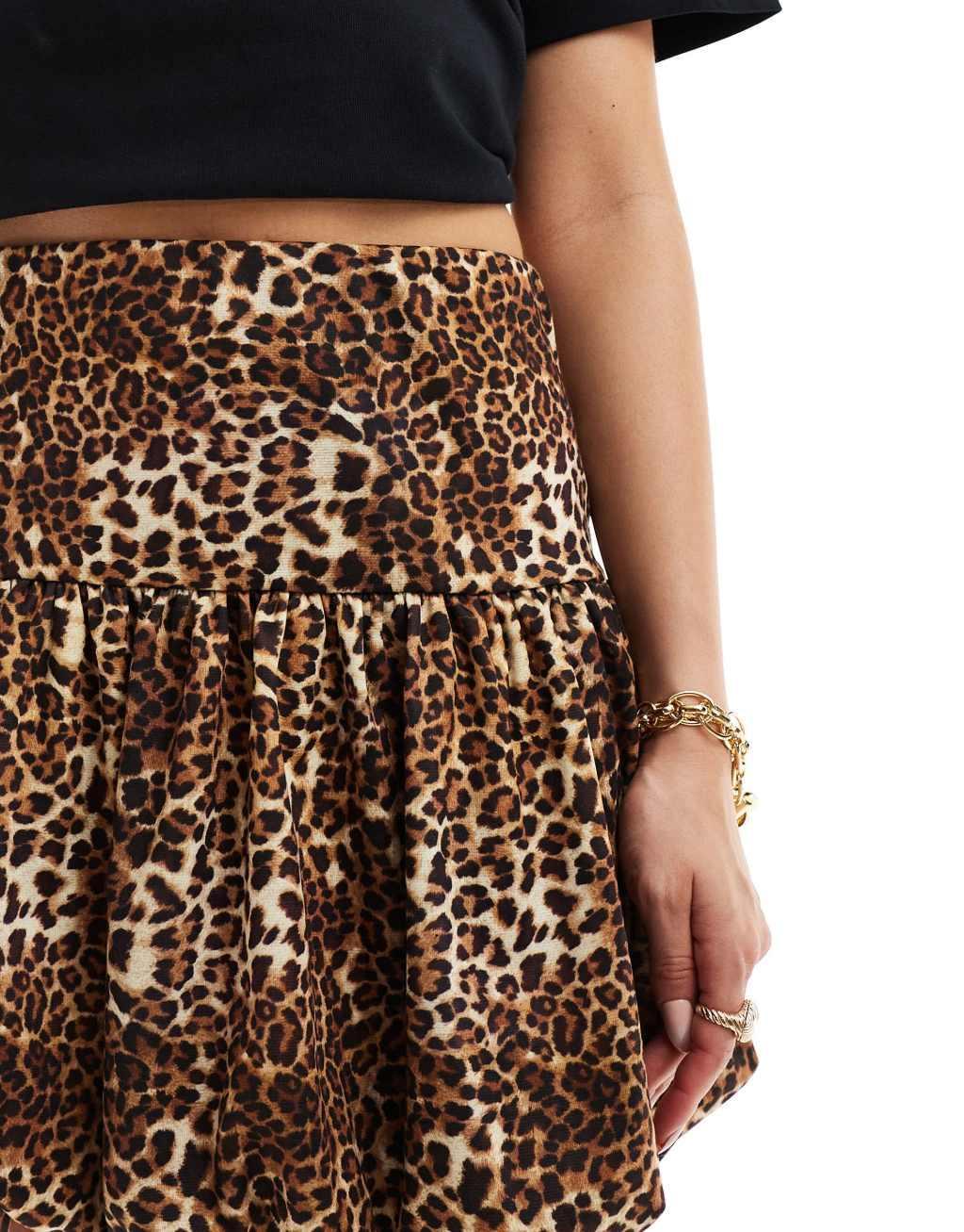 ASOS DESIGN bubble hem mini skirt in animal print Product Image