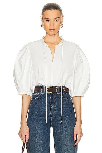 Chloe Cotton Poplin Top in Cream Product Image