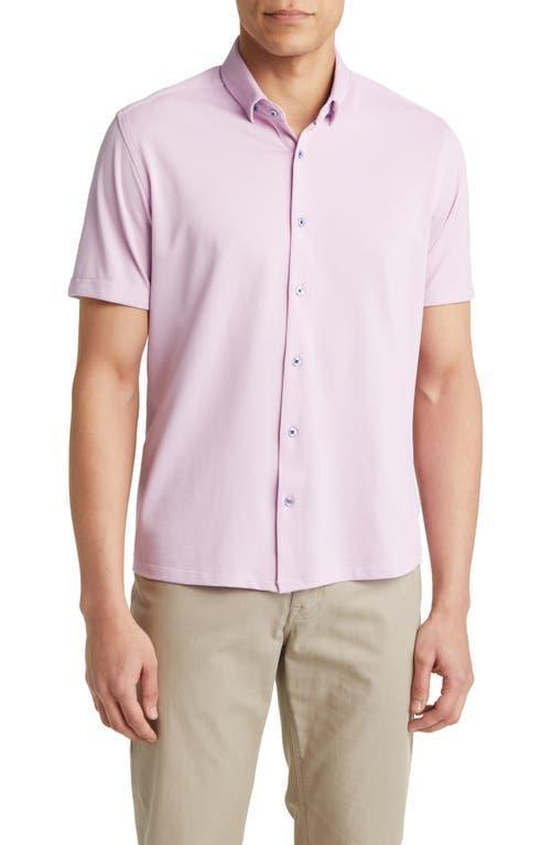 Stone Rose Performance Piqu Short Sleeve Button-Up Shirt Product Image