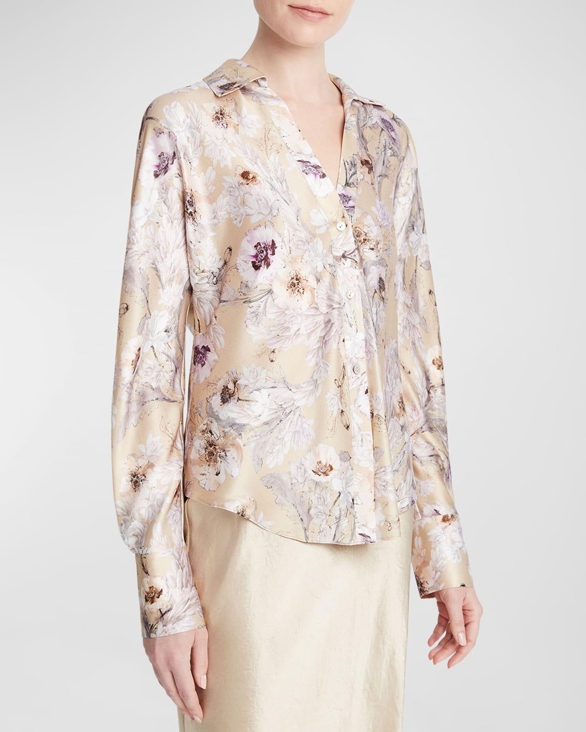 Vince Wildflower Bias Cut Silk Shirt Product Image