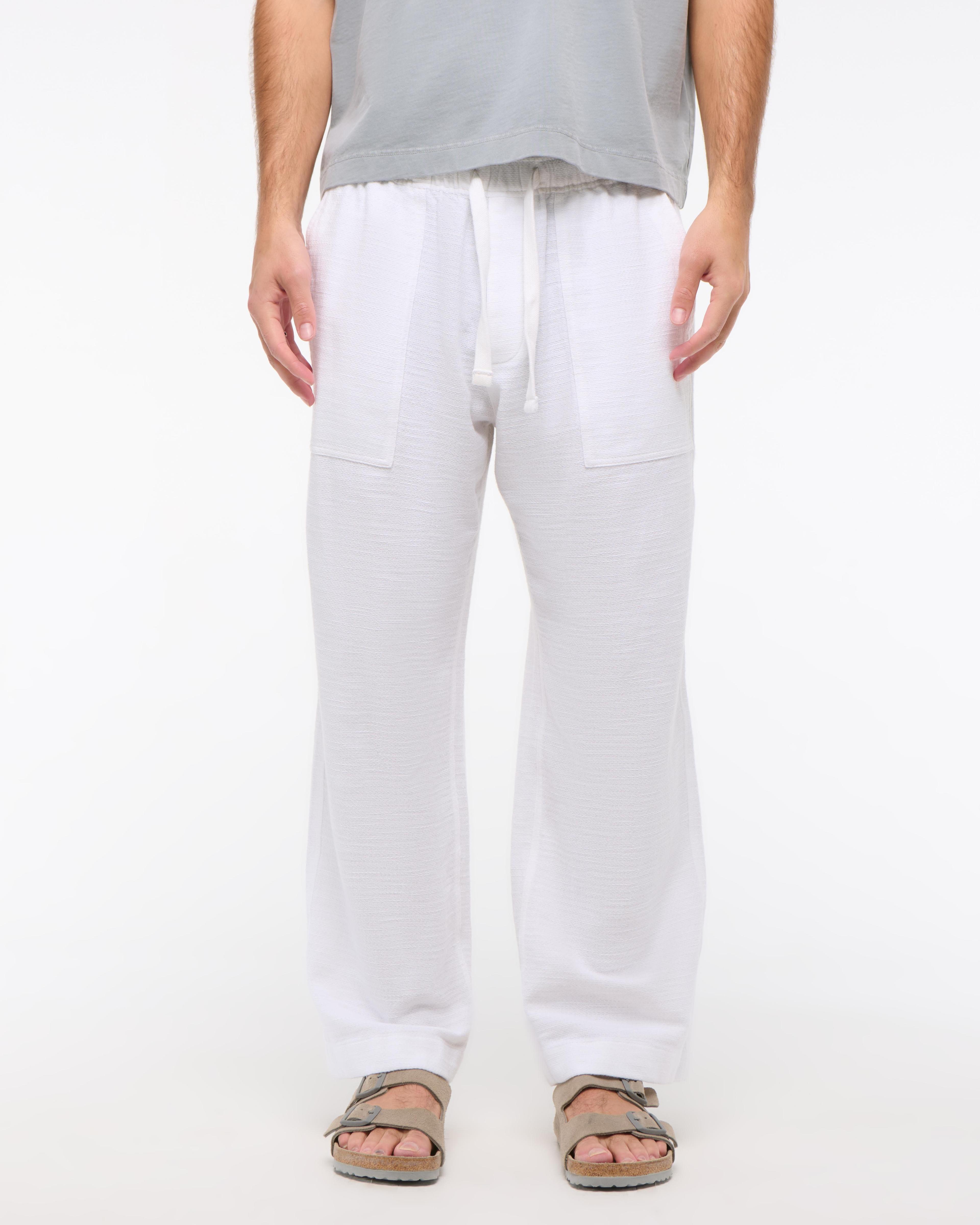 Baggy Cotton Textured Pull-On Pant Product Image