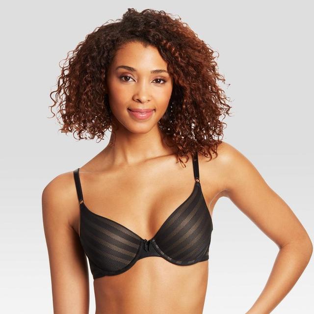 Maidenform Self Expressions Womens Striped T-Shirt Bra 5701 2pk - Beige/Black Stripe 34B Product Image