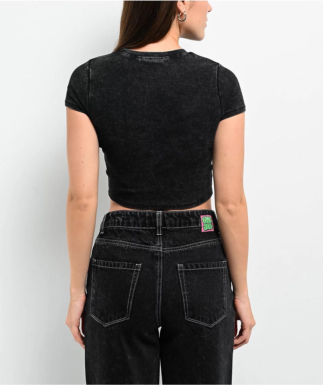 Ninth Hall Nicole Black Wash Crop T-Shirt Product Image