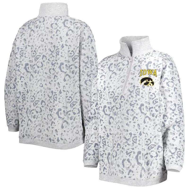 Womens Gameday Couture Heather Gray Iowa Hawkeyes Leopard Quarter-Zip Sweatshirt Product Image