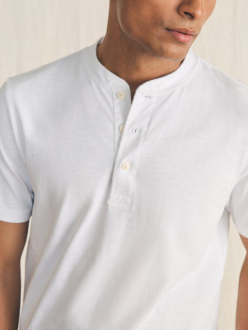 Short-Sleeve Sunwashed Henley - White Male Product Image