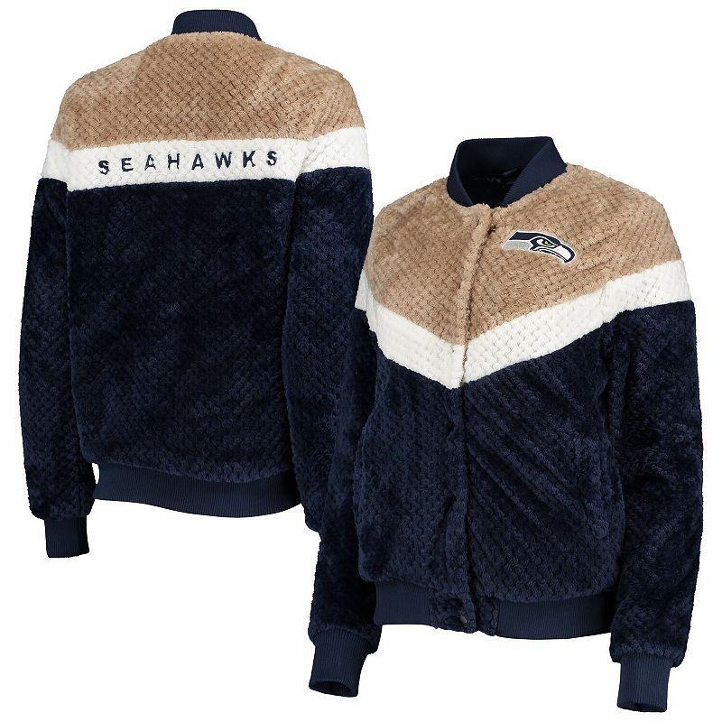 Womens G-III 4Her by Carl Banks College /Cream Seattle Seahawks Riot Squad Sherpa Full-Snap Jacket Blue Product Image