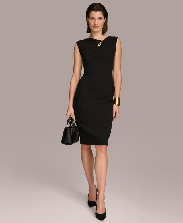 Women's Asymmetric Hardware Sleeveless Sheath Dress Product Image