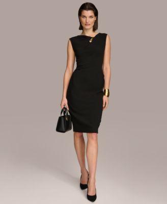 Women's Asymmetric Hardware Sleeveless Sheath Dress Product Image