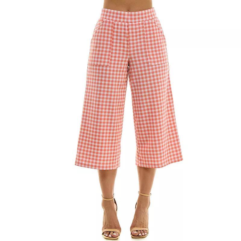 Womens Nina Leonard Gingham Coulotte Pants Product Image