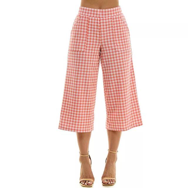 Womens Nina Leonard Gingham Coulotte Pants Product Image