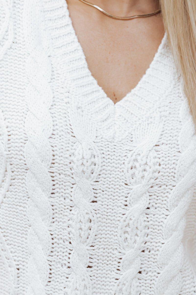 Chunky Cable Knit Sweater Vest - Cream - FINAL SALE Product Image