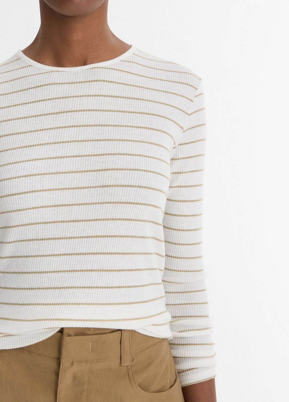 Striped Ribbed Long-Sleeve T-Shirt Product Image