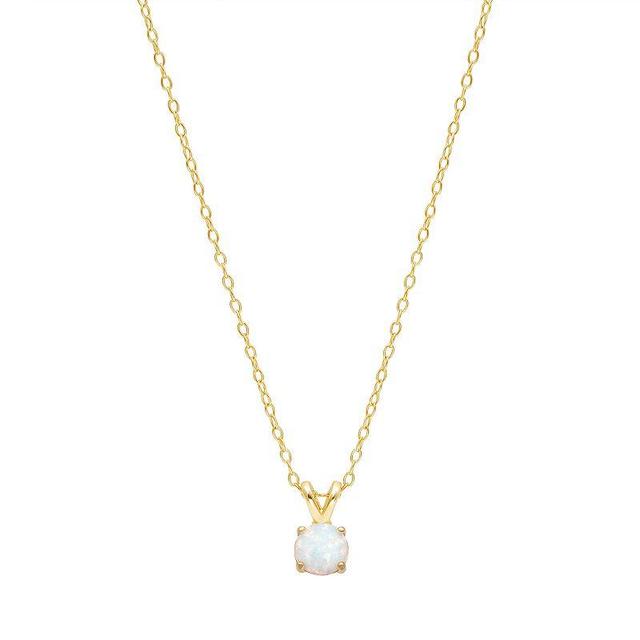 PRIMROSE Sterling Silver White Opal Solitaire Pendant Necklace, Womens Gold Product Image