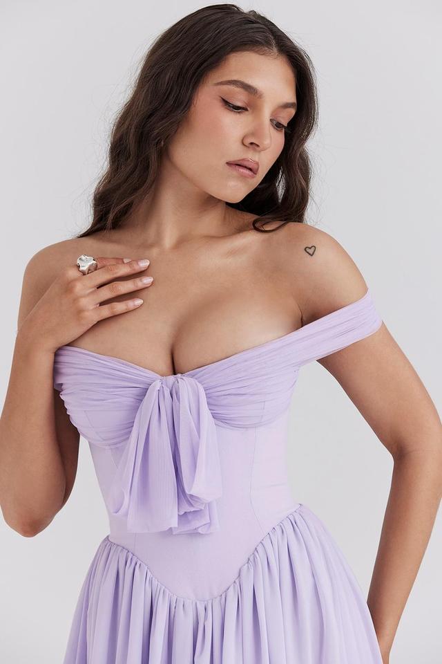 Soleil Orchid Off Shoulder Mini Dress Product Image