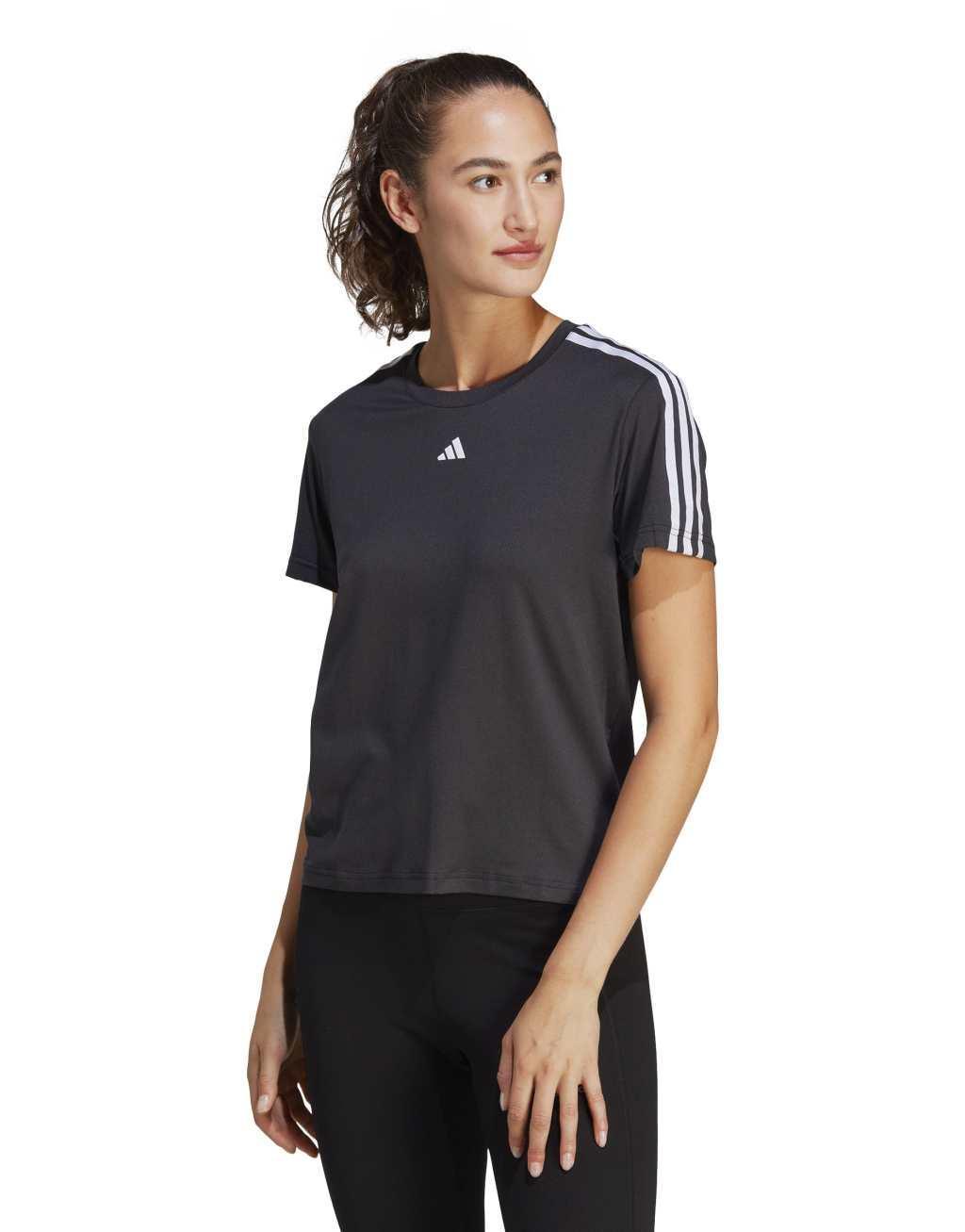 adidas Aeroready Train Essentials 3-Stripes Tee in black and white Product Image