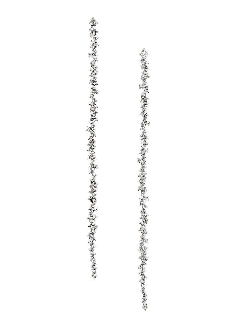 Womens Kalista Petite Sterling Silver & Cubic Zirconia Linear Earrings Product Image