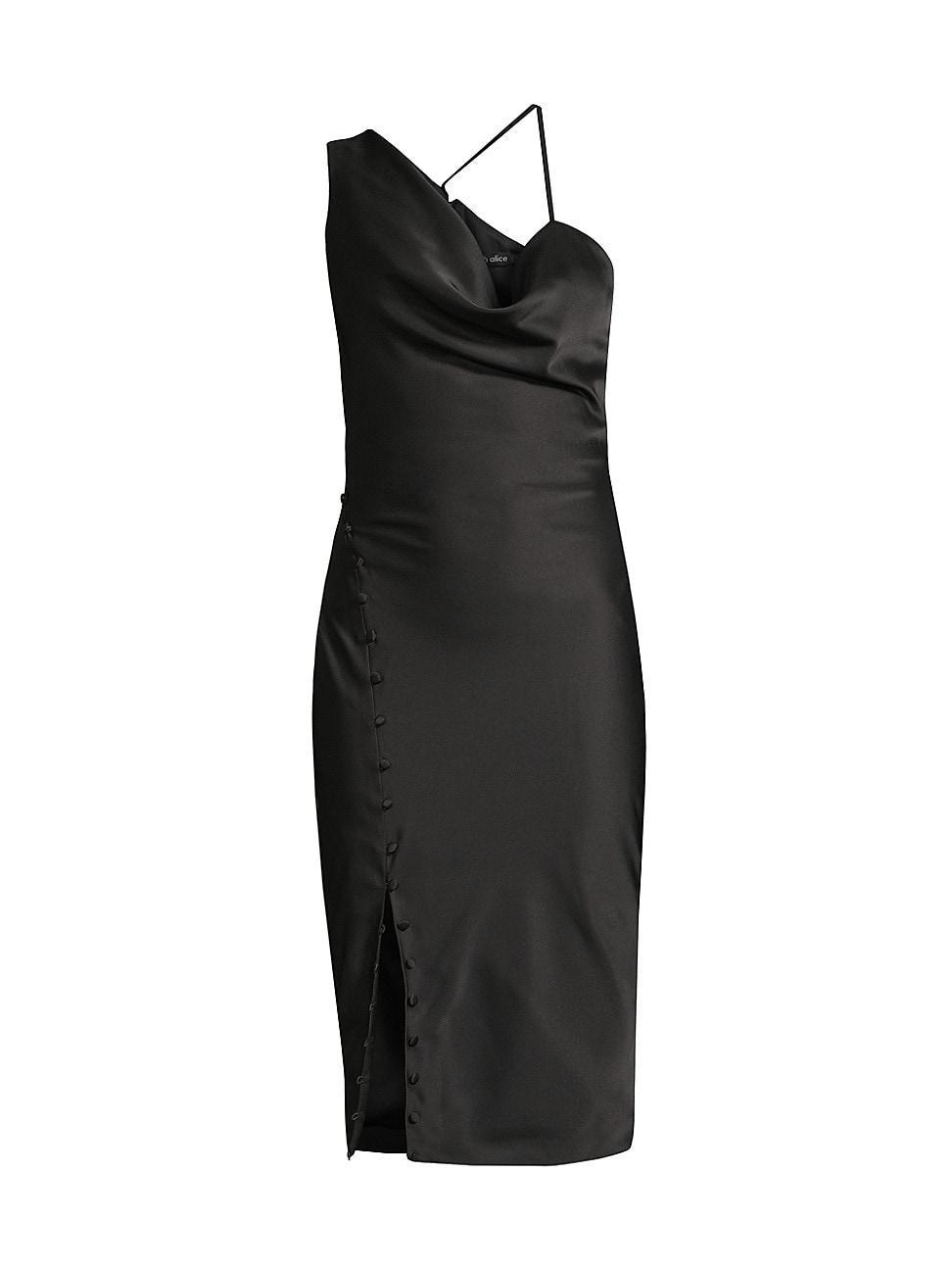 Womens One-Shoulder Satin Cocktail Dress Product Image