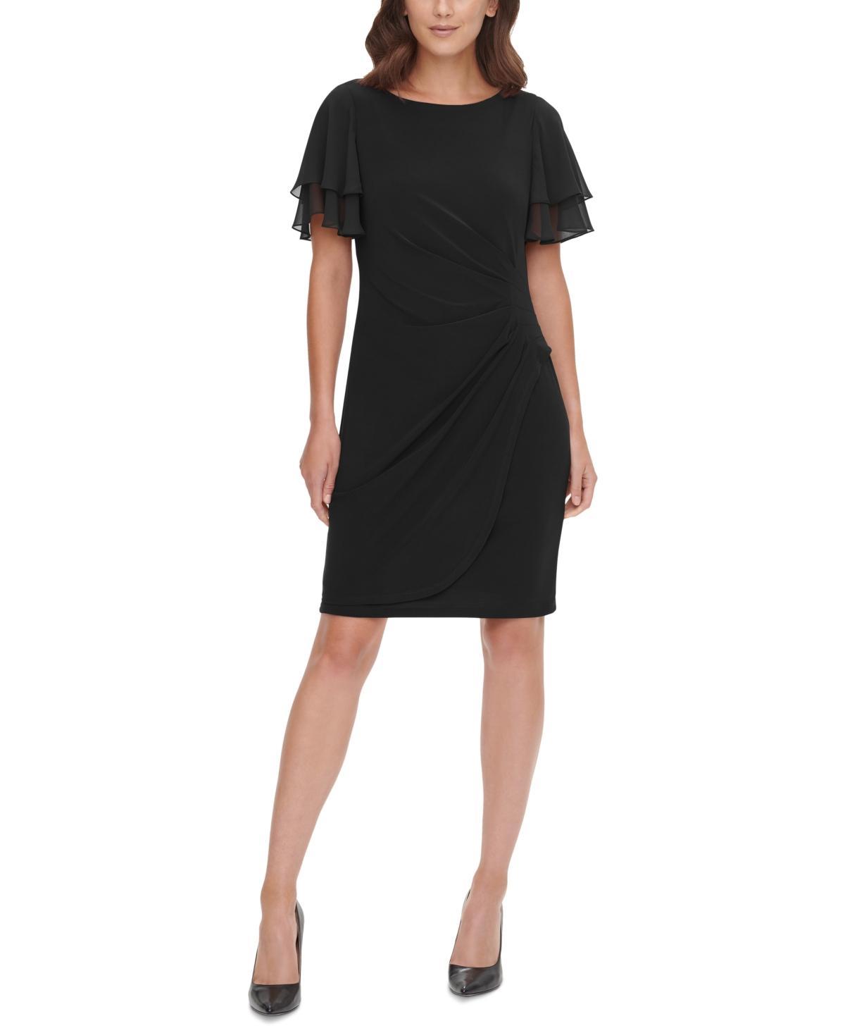 Jessica Howard Petite Chiffon-Sleeve Sheath Dress Product Image