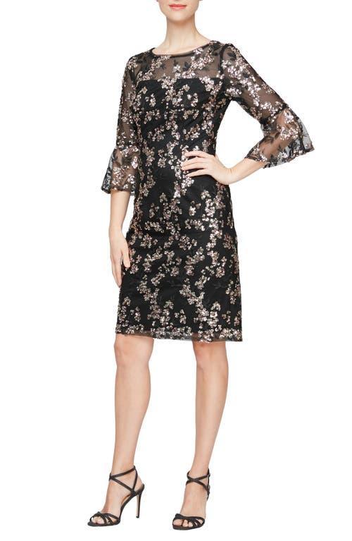 Alex Evenings Floral Embroidered Sequin Sheath Dress Product Image