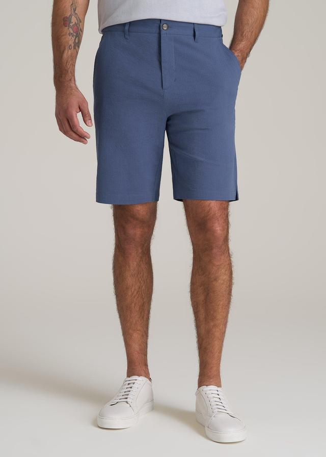 Seersucker Shorts for Tall Men in Steel Blue Male Product Image