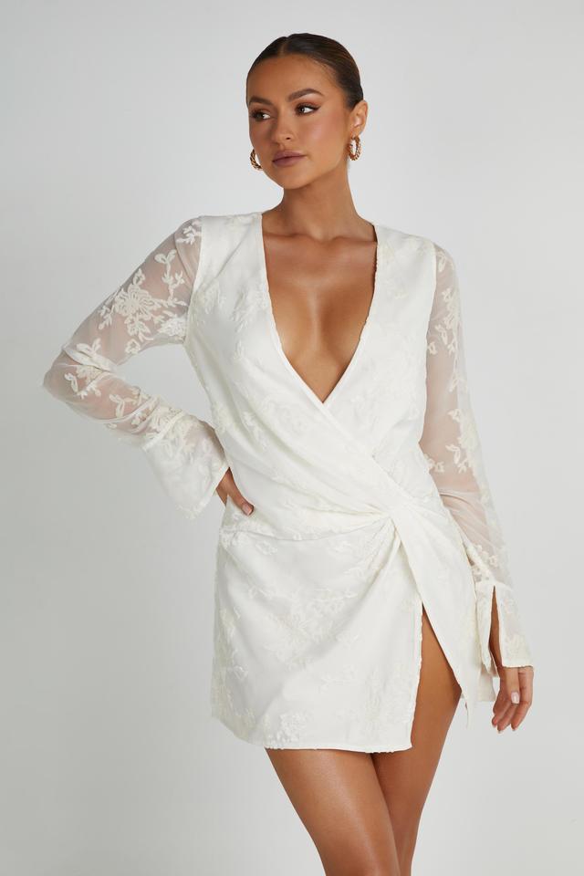 Emory Burnout Velvet Dress - White Product Image